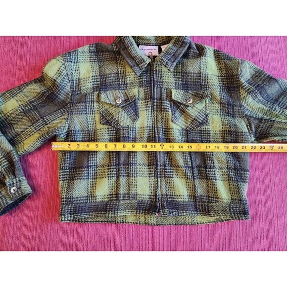 Vintage Phenomenom Womens Wool Jacket Green Plaid Size Large L Full Zip RARE - Picture 12 of 16